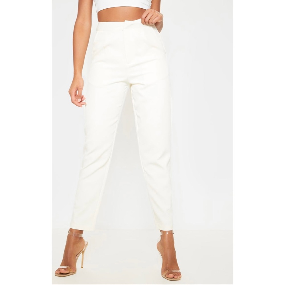 PrettyLittleThing Cropped Cream Woven Pants